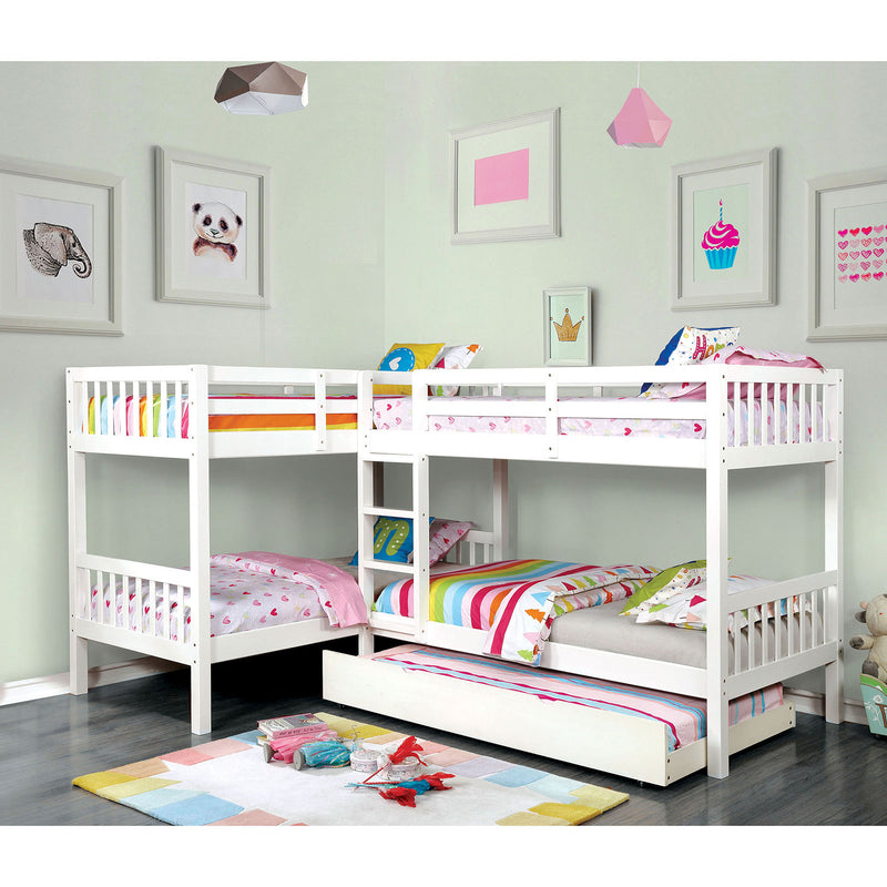 Marquette White Quadruple Twin Bunk Bed - Star USA Furniture Inc