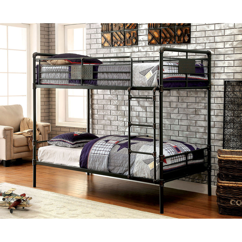 OLGA Antique Black Metal Twin/Twin Bunk Bed - Star USA Furniture Inc