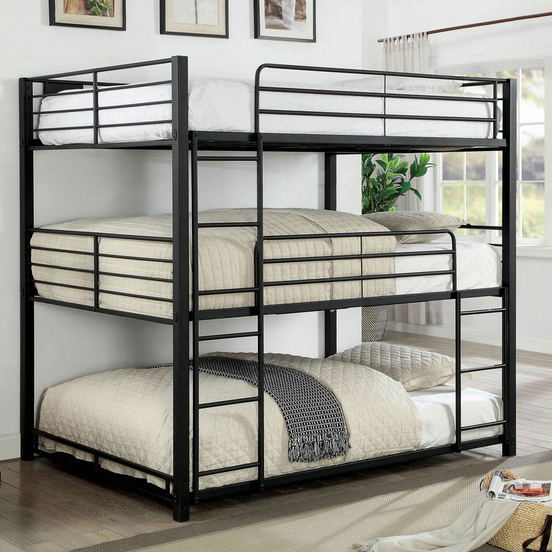 Olga I Sand Black Full Triple Decker Bed - Star USA Furniture Inc