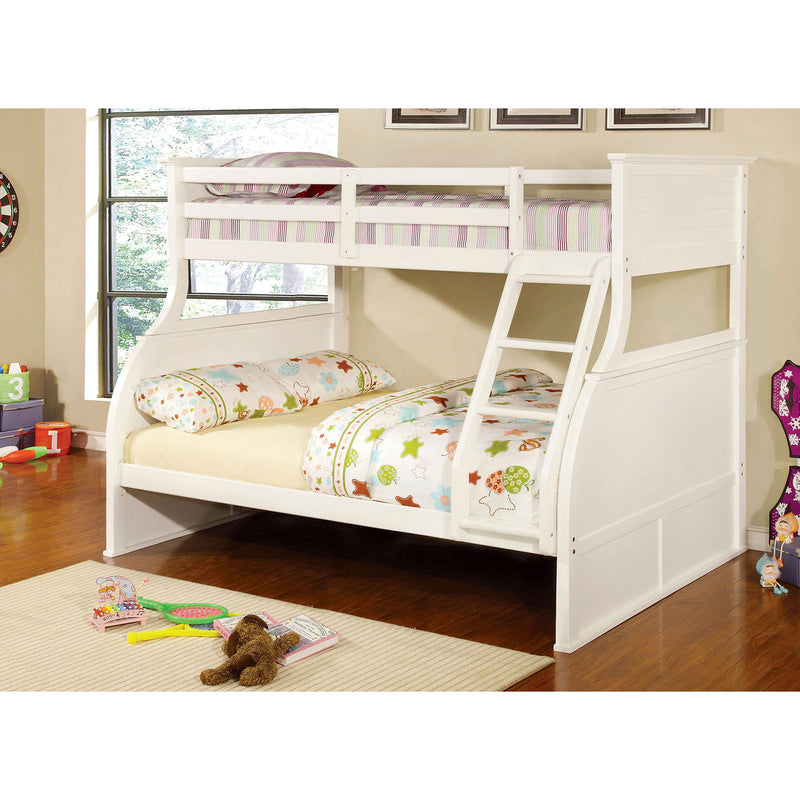 CANOVA White Twin/Full Bunk Bed - Star USA Furniture Inc