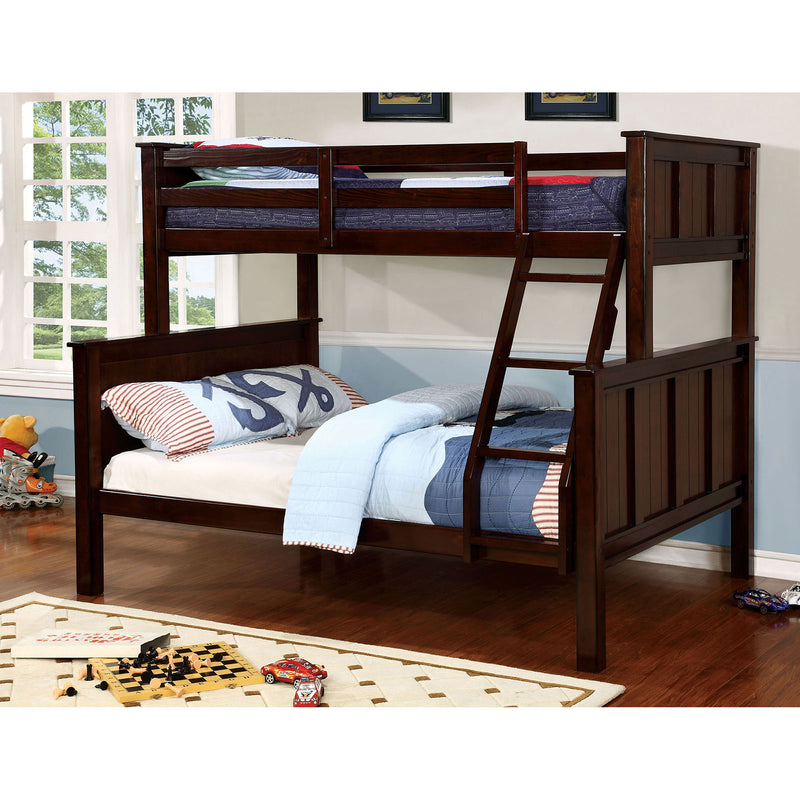 GRACIE Dark Walnut Twin/Full Bunk Bed - Star USA Furniture Inc