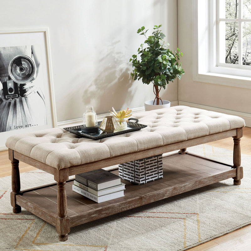 Tanya Beige Bench - Star USA Furniture Inc