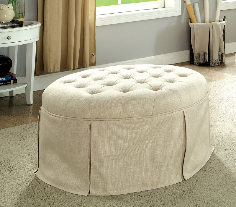 Claes Beige Round Ottoman - Star USA Furniture Inc