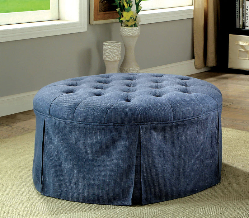 Claes Blue Round Ottoman - Star USA Furniture Inc