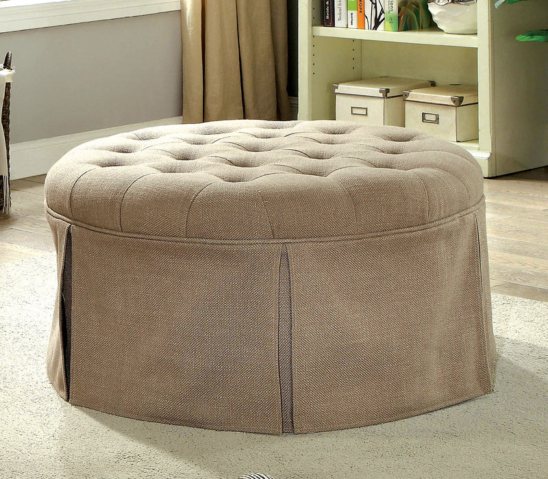 Claes Brown Round Ottoman