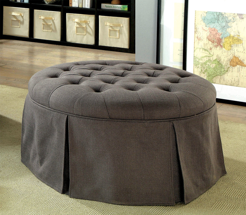 Claes Gray Round Ottoman