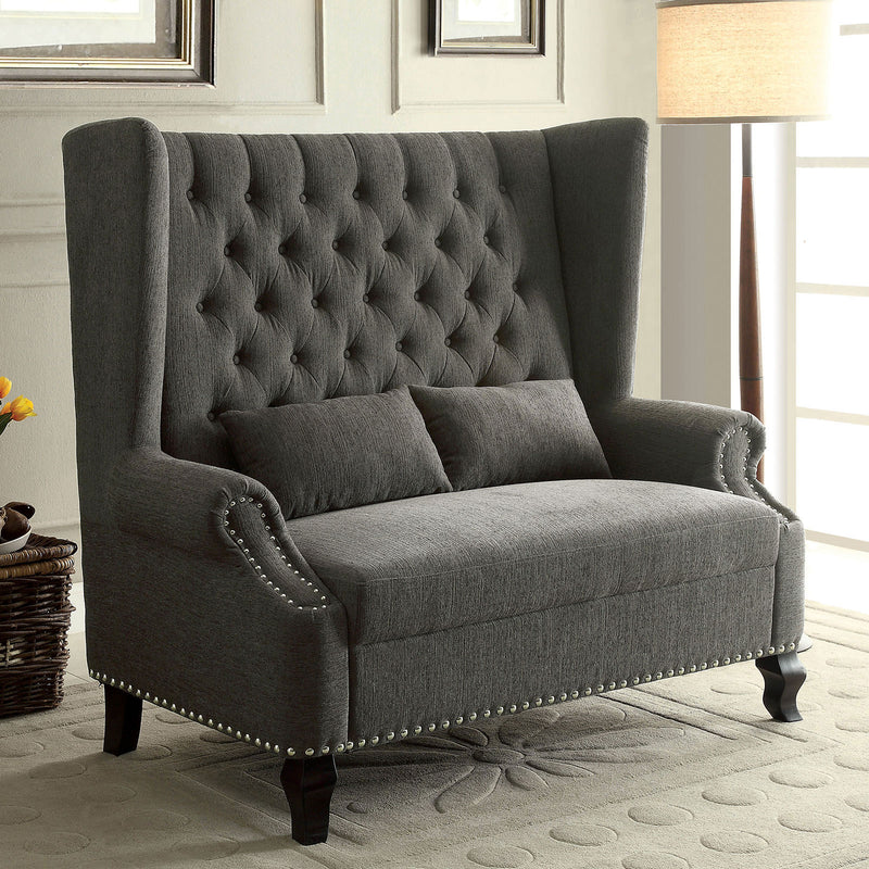 ALCACER Gray Love Seat Bench