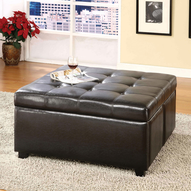 Petula Espresso Storage Ottoman w/ 4 Drawers