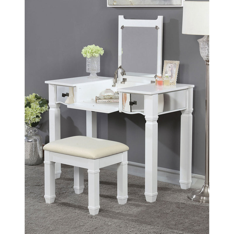 Jaylynn White Vanity w/ Stool - Star USA Furniture Inc