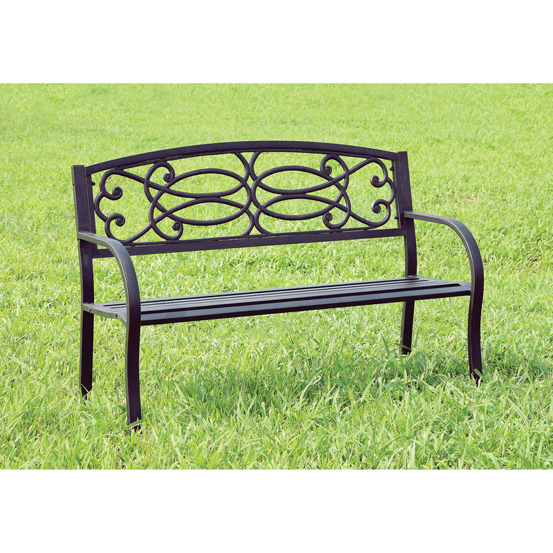 POTTER Black Patio Steel Bench - Star USA Furniture Inc