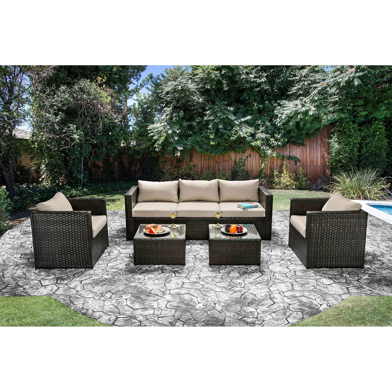 OLINA Beige/Espresso 5 Pc. Patio Set - Star USA Furniture Inc