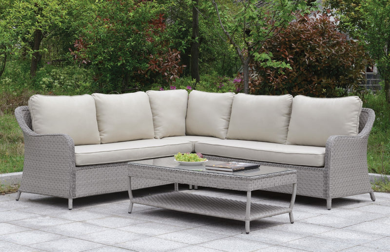Cogswell Gray/Beige Patio Sectional w/ Coffee Table