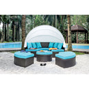 ARIA Light Brown Wicker/White Awning/Turquoise Cushion Patio Canopy Daybed - Star USA Furniture Inc
