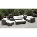 Somani Light Gray Wicker/Ivory Cushion 3 Pc Set + 2 End Tables + Ottoman + Bench - Star USA Furniture Inc