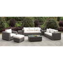 Somani Light Gray Wicker/Ivory Cushion 3 Pc Set + Ottoman + Bench + 2 End Tables - Star USA Furniture Inc