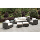 Somani Light Gray Wicker/Ivory Cushion Sofa+2 Chairs+2 End Tables+2 Small Ottomans - Star USA Furniture Inc