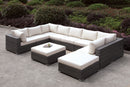 Somani Light Gray Wicker/Ivory Cushion U-Sectional + Ottoman - Star USA Furniture Inc