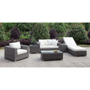 Somani Light Gray Wicker/Ivory Cushion Love Seat+chair+adj Chaise+2 End Tables+coffee Table - Star USA Furniture Inc