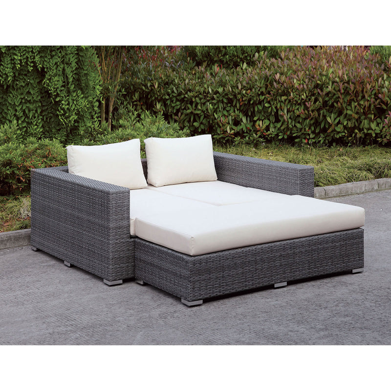 Somani Light Gray Wicker/Ivory Cushion Daybed - Star USA Furniture Inc