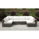 Somani Light Gray Wicker/Ivory Cushion U-Sectional - Star USA Furniture Inc