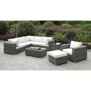 Somani Light Gray Wicker/Ivory Cushion L-Sectional + Chair + Ottoman + Coffee Table - Star USA Furniture Inc