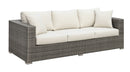SOMANI Light Gray Wicker/Ivory Cushion Sofa w/ 2 Pillows - Star USA Furniture Inc