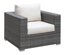 SOMANI Light Gray Wicker/Ivory Cushion Arm Chair - Star USA Furniture Inc