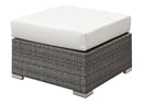 SOMANI Light Gray Wicker/Ivory Cushion Small Ottoman - Star USA Furniture Inc