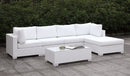 Somani Light Gray Wicker/Ivory Cushion L-Sectional + End Table - Star USA Furniture Inc