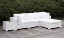Somani Light Gray Wicker/Ivory Cushion L-Sectional + End Table + Ottoman - Star USA Furniture Inc
