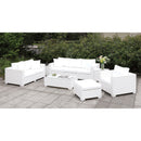Somani Light Gray Wicker/Ivory Cushion L-Sectional + Large Ottoman + End Table + Chair + Ottoman - Star USA Furniture Inc