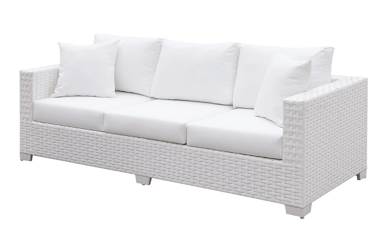 Somani White Wicker/White Cushion Bench