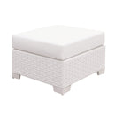 Somani White Wicker/White Cushion Small Ottoman - Star USA Furniture Inc