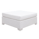Somani White Wicker/White Cushion Ottoman - Star USA Furniture Inc