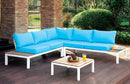 WINONA White/Oak/Blue Patio Sectional w/ Table - Star USA Furniture Inc
