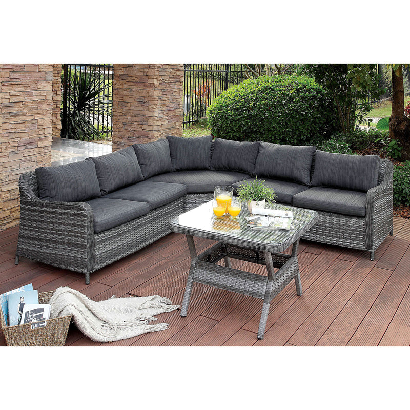 SELINA Gray Patio Sectional w/ Table