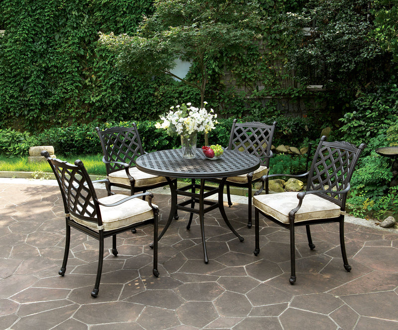 CHIARA II Dark Gray Round Patio Dining Table - Star USA Furniture Inc