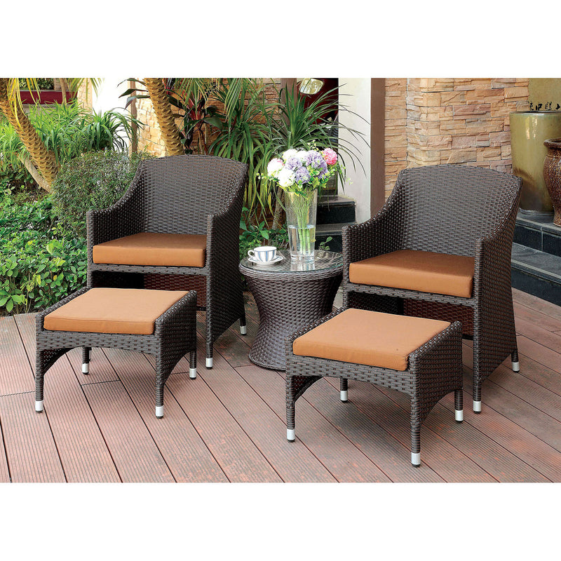 ALMADA Espresso Wicker/ Brown Cushions 3 Pc. Patio Chair Set