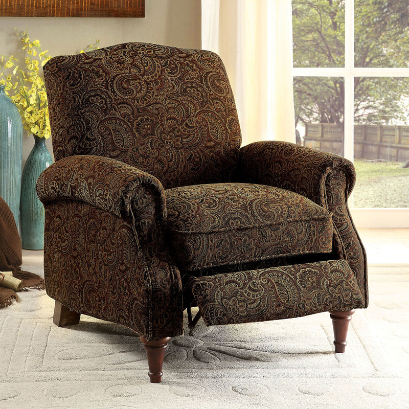 Paulette Brown Pattern Push Back Chair - Star USA Furniture Inc