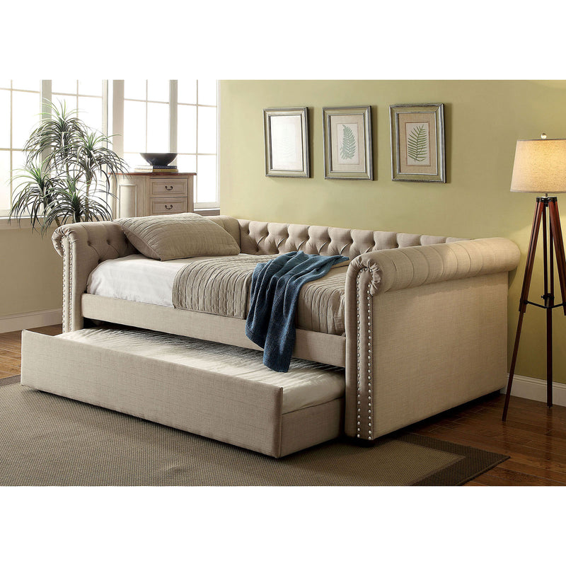 Leanna Beige Full Daybed w/ Trundle, Beige