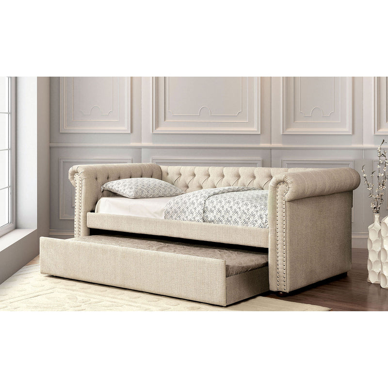Leanna Beige Queen Daybed w/ Trundle, Beige
