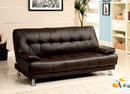 Beaumont Dark Brown/Chrome Leatherette Futon Sofa - Star USA Furniture Inc