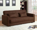 Jansen Brown Microfiber Futon Sofa w/ Storage - Star USA Furniture Inc