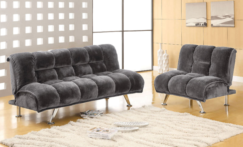 Marbelle Gray Futon Sofa + Chairs