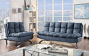 Aristo Blue Futon Sofa + Chairs - Star USA Furniture Inc