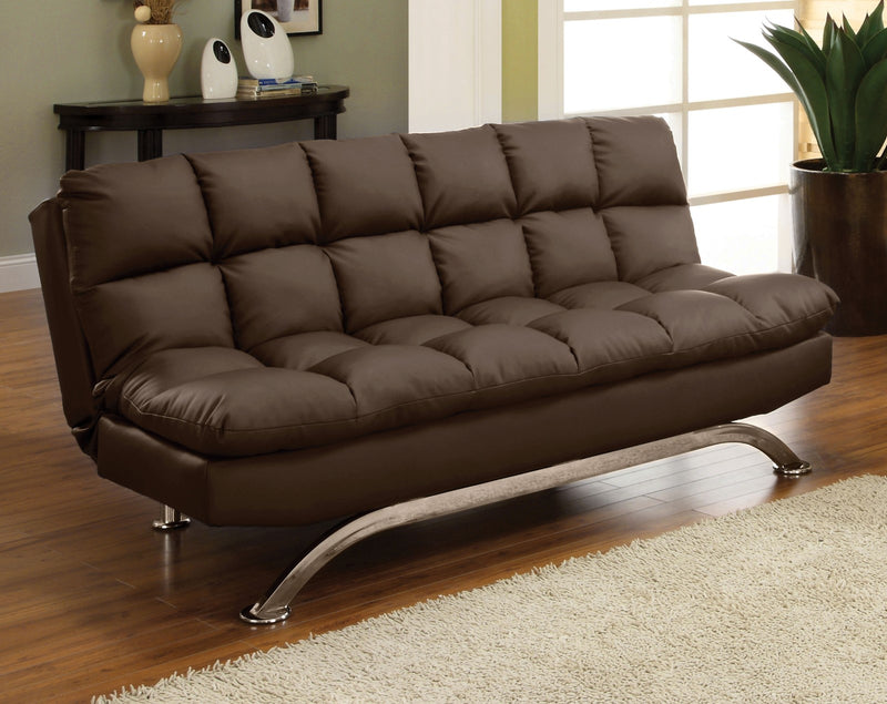Aristo Dark Brown/Chrome Futon Sofa
