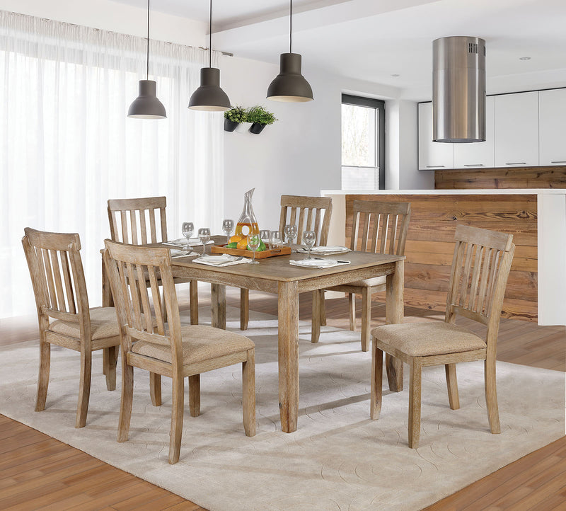 Kiara Wire-Brushed Natural Tone 7 Pc. Dining Table Set