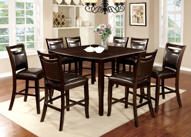 WOODSIDE II Dark Cherry 8 Pc. Counter Ht .Table Set w/ Bench - Star USA Furniture Inc