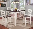 Liliana White/Walnut 5 Pc. Counter Ht. Table Set - Star USA Furniture Inc