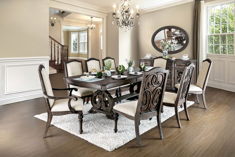 ARCADIA Rustic Natural Tone, Ivory 7 Pc. Dining Table Set (2AC+4SC)